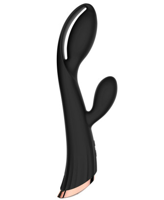 Vibromasseur noir avec stimulateur de clitoris LRIS USB 